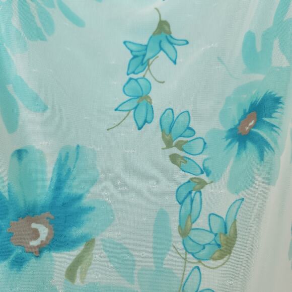 Vintage Y2K Wrapper Blue Floral Sheer Mesh Cap Sleeve Fairycore Blouse XS/S - Picture 4 of 8